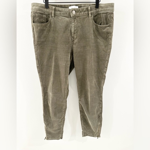 Loft Curvy Skinny Corduroy Ankle Zip Pants Olive Size 14 - Picture 4 of 6